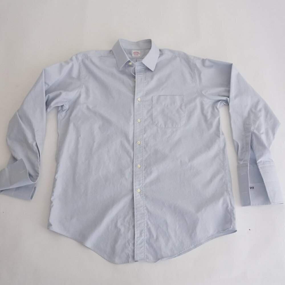 Brooks Brothers Makers Baby Blue Luxury Button Down 100% Cotton Dress Shirt XL